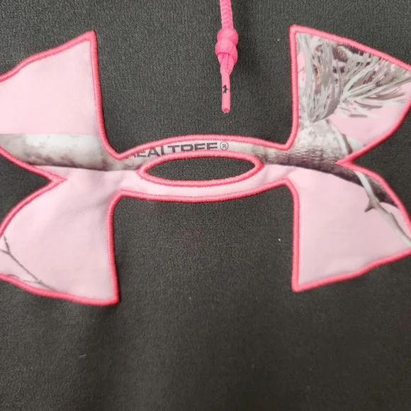Under Armour Women's Small Hoodie Brown Pink Logo Pullover Sweatshirt - Picture 3 of 7